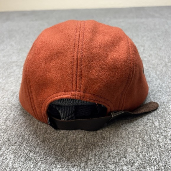 Vintageb Stussy 5 Panel Hat Orange Wool Leather Logo Hiking Strapback Adjustable - Picture 4 of 10